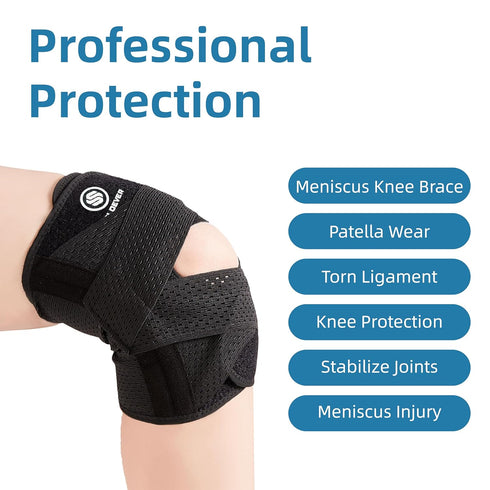 Knee Brace for Women & Men, Breathable Compression Support with Side Stabilizers for Knee Pain Relief (Black, Large)