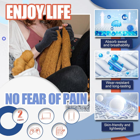DRNAIETY 2 Pairs Compression Gloves for Hand Arthritis - Anti-Slip Glue Dot Gloves for Work, Men & Women