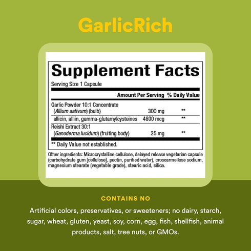 Immune 120 (120 Natural Factors GarlicRich Garlic + Reishi - & Cardiovascular Support Supplement - with Organic Reishi