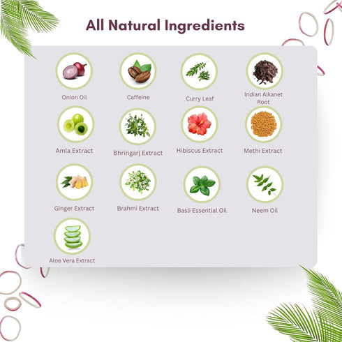 Red Onion Hair Growth Shampoo - With Curry Leaf, Hibiscus, 200ML, SLS and Paraben Free, All Hair Type