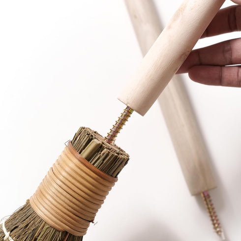 Natural Whisk Sweeping Hand Broom, Vietnamese Broom for Cleaning, Decorative Broom, 12.2" Width, 26.38" Length
