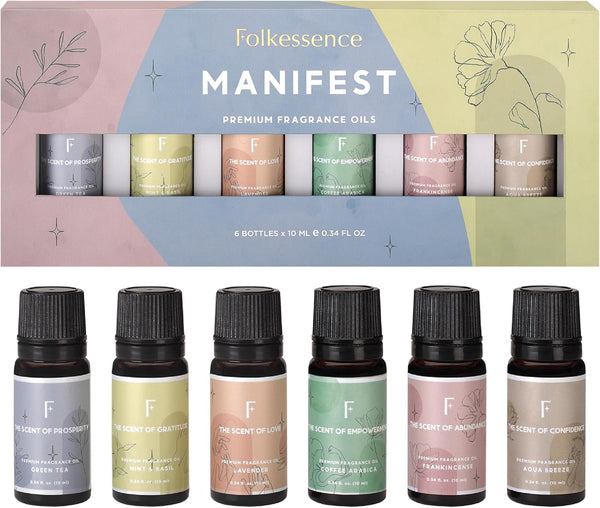 Folkulture Essential Oils for Diffuser - Set of 6 Essential Oils for Candle Making, Summer Soap Making - Frankincense,