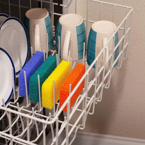 Handy Gourmet Silicone Sponges – Kitchen and Dish Scrubber, Fragrance, Mildew, Odor Free (Set of 4)