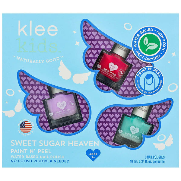 Klee Kids Water-Based Peelable Nail Polish Gift Set, Odor-Free Non-Toxic Made in USA (Sweet Sugar Heaven)