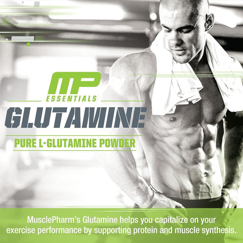 MusclePharm Essentials Glutamine, Pure L-Glutamine Powder Supplement for Post Workout Muscle Recovery, Energy & Gut