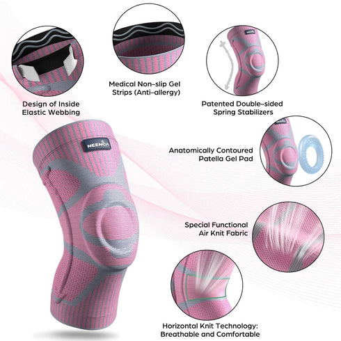 NEENCA Knee Brace for Pain Relief, Medical Support with Patella Pad & Side Stabilizers, Compression Sleeve for ACL,