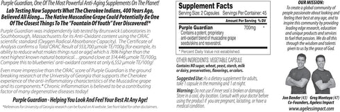 Purple Guardian Resveratrol with ORAC Blend, Veggie Caps, 700mg, 90-Count of Pulverized Muscadine Grape