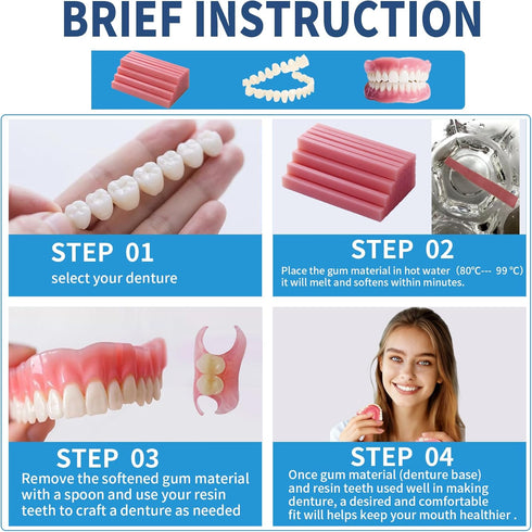 YILUYUNI (1 Count (Pack 1) DIY Denture Temporary Veneers Kit for Women and Men, Upper and Lower Tooth Replacement Kit