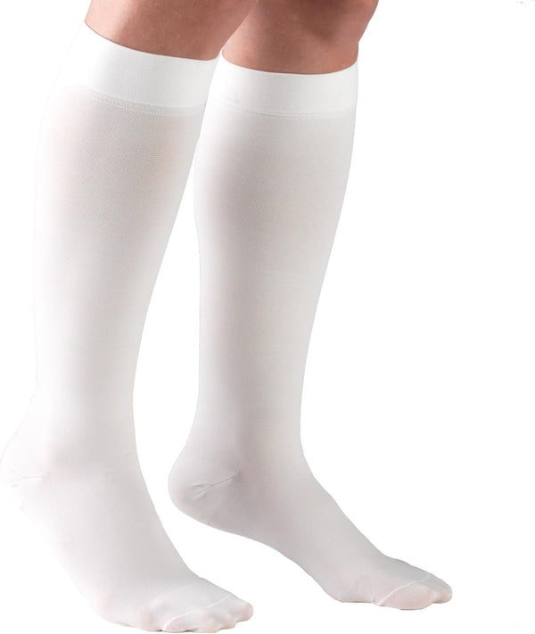 Truform 20-30 mmHg Compression Stockings, Knee High Length, Closed Toe, White, X-Large