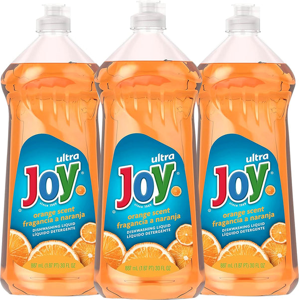 JOY Ultra Orange Dishwashing Liquid Soap, Grease Cutting, Orange Scent, 30 fl oz (Pack of 3)
