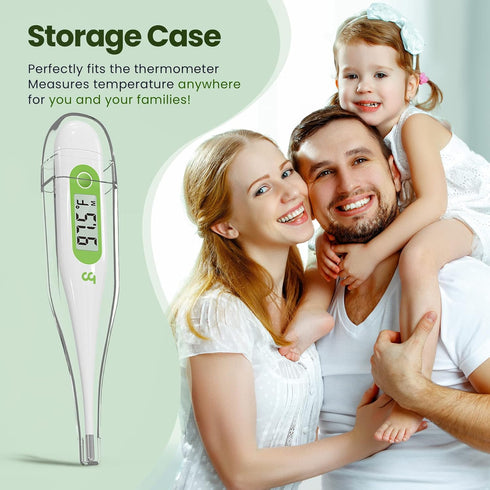 Femometer Digital Thermometer for Adults and Kids, Fever Alert, Memory Recall, C/F Switchable for Oral, Rectal or Under