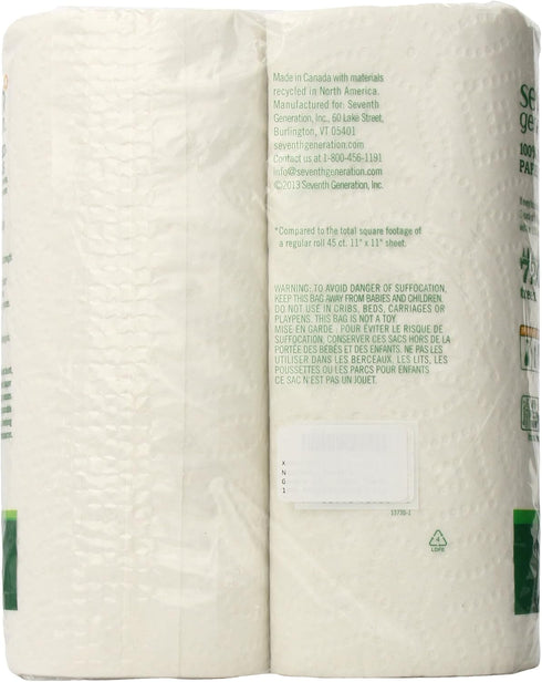Seventh Generation 140 1 Pack Paper Towels Regular Roll, Sheets, White