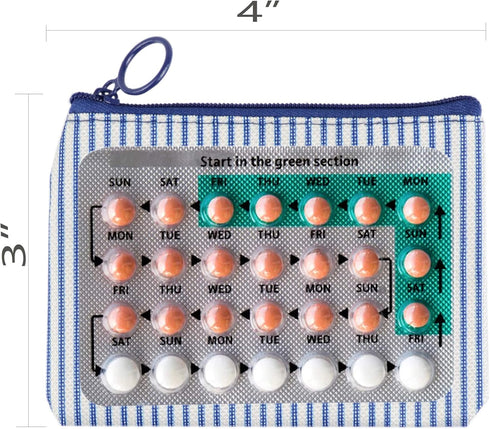 2 Pack Birth Control Pill Cases 3"×4" for Women Privacy Protection Contraceptive Medicine Holder Sleeve Pouch