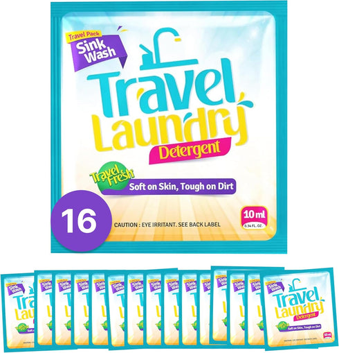 Skywin Travel Laundry Detergent, 10 ml, 16 Pack - Effective Travel Detergent Packets
