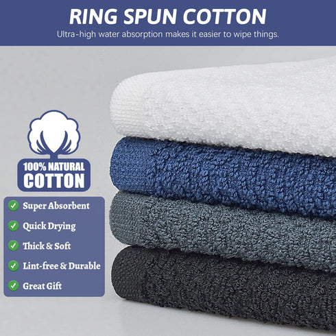 Nialnant Cotton Terry Kitchen Towels, 12 x 12 Inches, Set of 8, Super Soft and Absorbent Dish Cloths