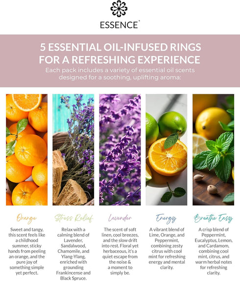 Pack Essence Nasal Diffuser Self Care Bundle Essential Oil Silicone Nose Rings for Stress, Energy & Mental Clarity