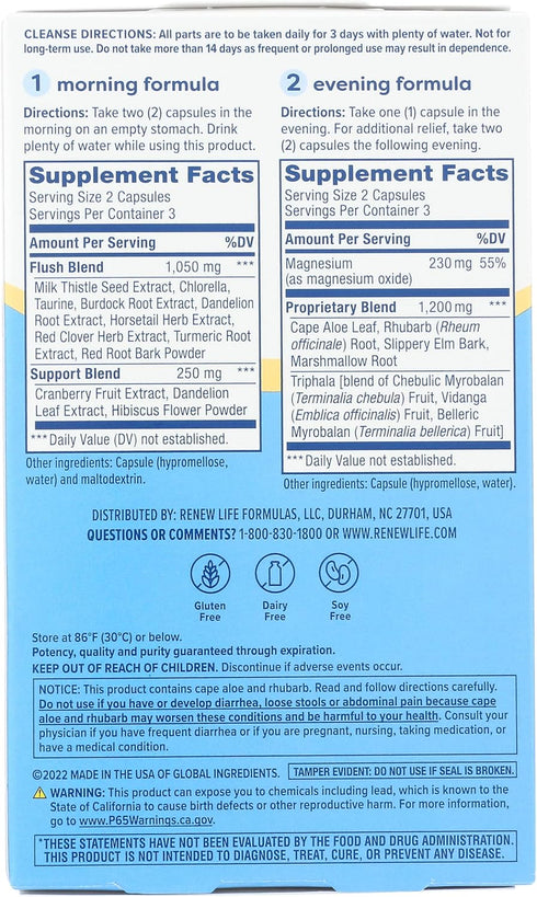Renew Life 3-Day Reset 2-Part 12 Count Cleanse Total Body Detox Cleanse Capsules, Digestive Wellness and Regularity