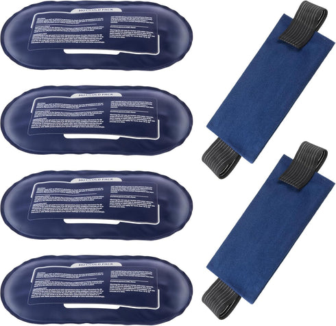 Ice Packs for Injuries, 4 Pack Reusable Hot and Cold Gel Packs with 2 Adjustable Flexible Wraps for Pain Relief