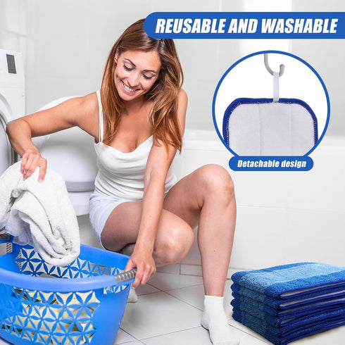 4 Pieces Microfiber Cleaning Pads Compatible with Bona Mop: Reusable 18 Inch Mop Replacement Pads for Floor Cleaning