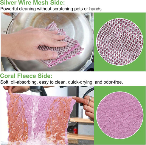 Double-Sided Microfiber Cleaning Cloths: 8-Pack Multipurpose Non Scratch Dishcloth & Microfiber Rags
