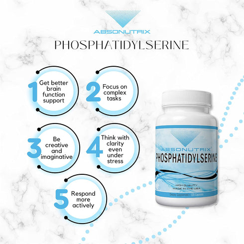 Absonutrix Phosphatidylserine 515 mg - 4 Fl Oz Large Bottle, 120 Servings, Made in USA, Quick Absorption