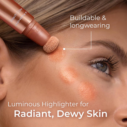 MCoBeauty Highlight & Glow Beauty Wand, Peach Glow, Luminous Highlight for Radiant Skin, Vegan, Cruelty Free