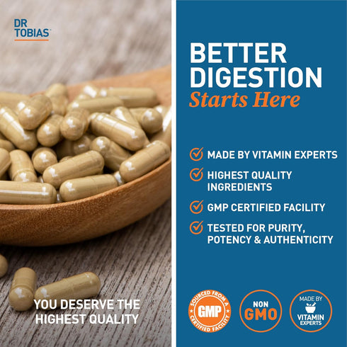 Dr. Tobias Digestive Enzymes with Probiotics - 120 Capsules - Prebiotics & Postbiotics for Better Digestion & Immune