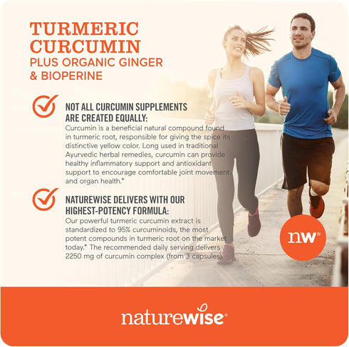 NatureWise Curcumin Turmeric 2250mg - Enhanced Bioavailability for Joint Support, Vegan, 360 Capsules