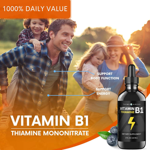 Vitamin B1 Thiamine Mononitrate, Liquid Drops Supplement, 2 oz