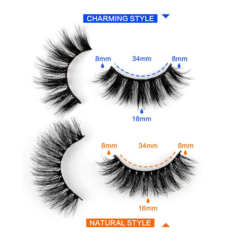 JIMIRE 20 Pairs False Eyelashes, 2 Styles Mixed Fluffy Eyelashes Natural Volume Wispy Faux Mink Lashes Pack