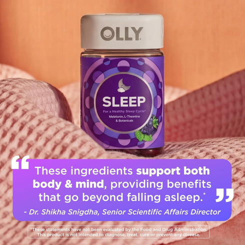 Gummy, 3 35 70 Count OLLY Sleep Sleep Support Supplement,* mg Melatonin, L-Theanine, Chamomile and Lemon Balm Extracts
