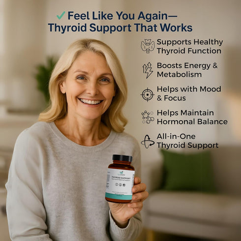 Thyroid Support Supplement with Iodine, Ashwagandha & Kelp Supports Energy, Metabolism & Hormone Balance Formula