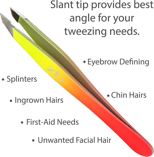 Tweezers - Limited Edition Sherbet Ombre Slant Tip - Best Tweezer for Eyebrow, Facial Hair Removal and your Precision Needs by Zizzili Basics