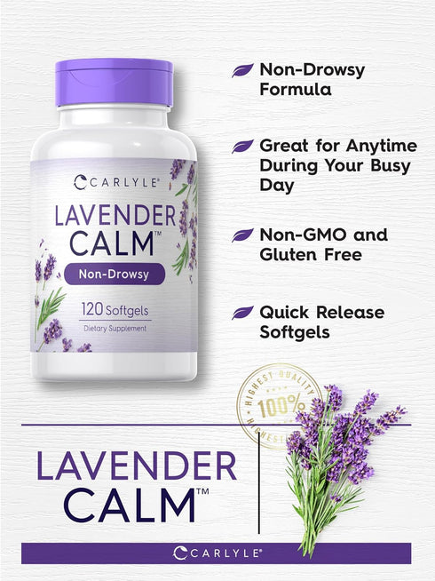 Carlyle Lavender Pills 120 Softgel Capsules, 80 mg, Calm & Non-Drowsy Formula, Non-GMO & Gluten Free