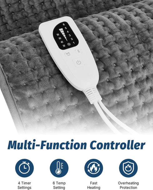 Predoks 1733 4 6 Setting Heating Pad for Period Cramps Back Neck and Shoulders Pain Relief, Large Heated Pad with Level