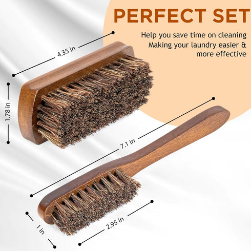 Horsehair Laundry Stain Brushes Set by TAKAVU, Natural Soft Bristle for Scrubbing Out Tough Stains on Delicate Fabrics Knits Cotton Leather Washable Fabrics by TAKAVU