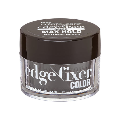 KISS COLORS & CARE Color Edge Fixer 1.01 oz. (30mL) Travel Size - Natural Black, Hides Grays, Moisturizing, 24 Hour Hold