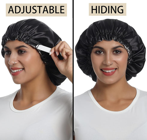 Satin Bonnet Silky Sleep Cap, Adjustable Hair Bonnet for Braids and Curly Hair