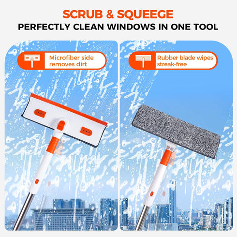 Keyloland 2-in-1, 55" Professional Window Squeegee Window Cleaner with Extension Pole, Premium Squeegee for Window