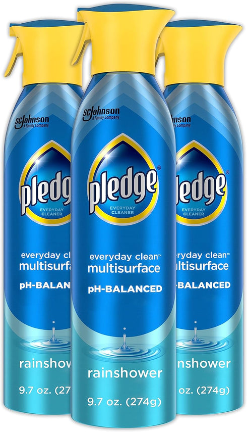 Pledge Everyday Clean Multi Surface Cleaner Spray - pH Balanced for 101 Surfaces - Rainshower Scent, 9.7 oz (Pack of 3)