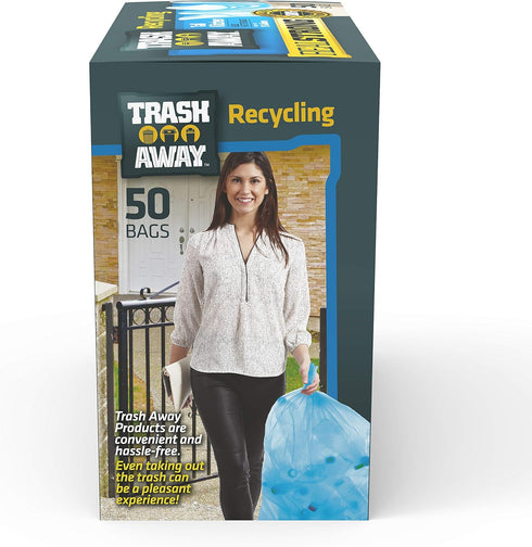 Heavy Duty Recycling Bags, 50 Ct, 13 Gallons, Tall & Strong Bags for Home & Kitchen, Thick Recycle Bin Bags (Blue)