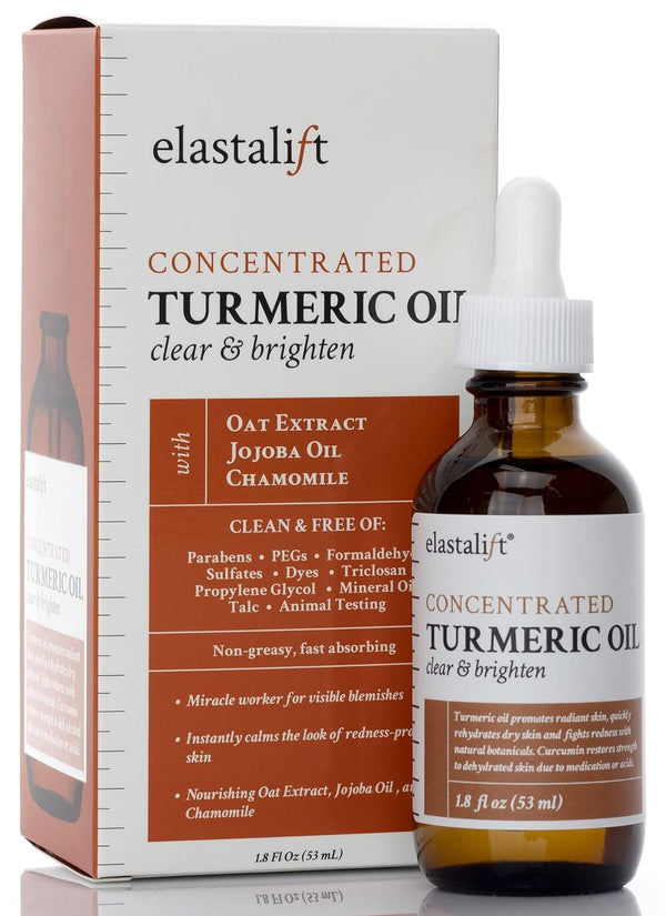 Elastalift Turmeric Oil Facial Serum for Face, Antioxidant Moisturizer with Rose Extract & Jojoba Oil for Dry Skin (1.8