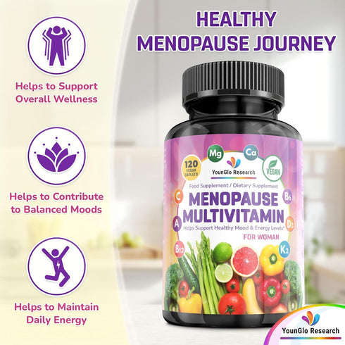 YounGlo Research 120 Menopause Supplement - Vegan Caplets - Menopause & Perimenopause Relief Support - Food and Dietary
