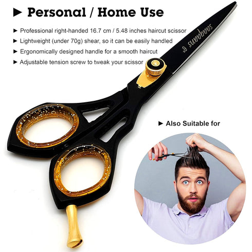 Saaqaans SQR-01 Professional Hairdressing Scissor - Perfect for Salon/Barber/Home Use with Black Pouch