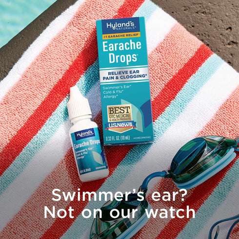 Hyland's Naturals Earache Drops, Natural Relief for Swimmer's Ear, Cold & Flu, Allergy Symptoms, Ages 4 & Up, 0.33 Fl Oz