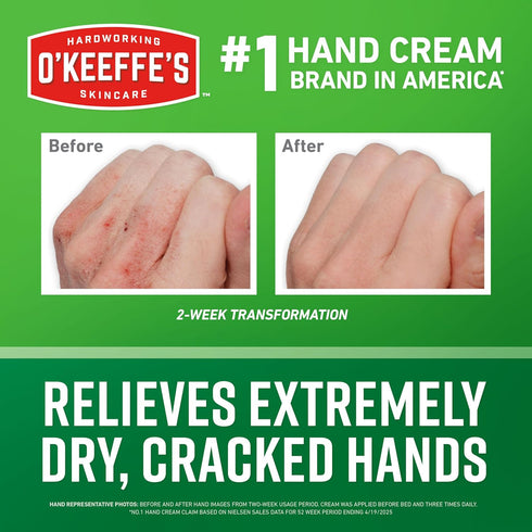 O'Keeffe's Working Hands Hand Cream for Extreme Dryness - 1 oz Tube (3 Pack) - Repairing Skincare for Cracked Hands