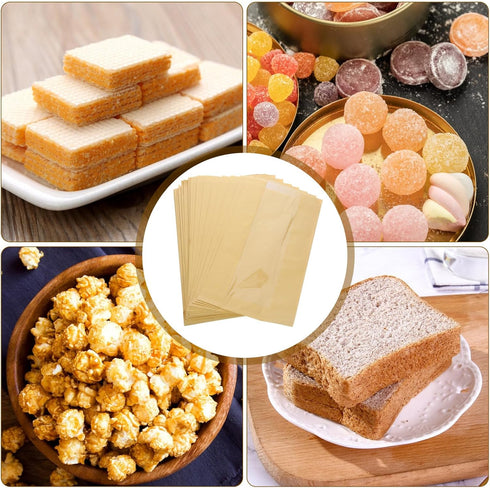Packaging 100pcs GLEAVI Kraft Paper Bread Bags with Window, Oil-proof Toast Bags Large Yellow Baking Pastry Storage