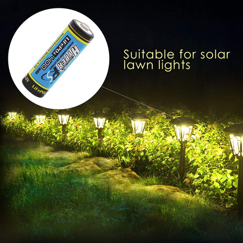 (6-Pack) 3.2V LiFePo4 14430 400mAh Rechargeable Battery for Solar Panel Light, Tooth Brush, Shaver, Flashlight