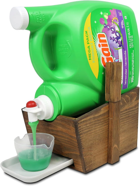 Besuerte Laundry Detergent Stand, Farmhouse Liquid Laundry Detergent Holder, Organizer for Laundry Room (Jacobean)
