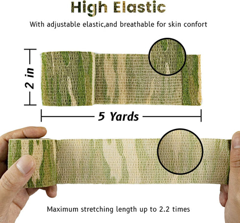 9 Rolls Self Adhesive Wrap Athletic Tape Gauze - Breathable Elastic Cohesive Bandage for Sports Injury & Pet (Forest